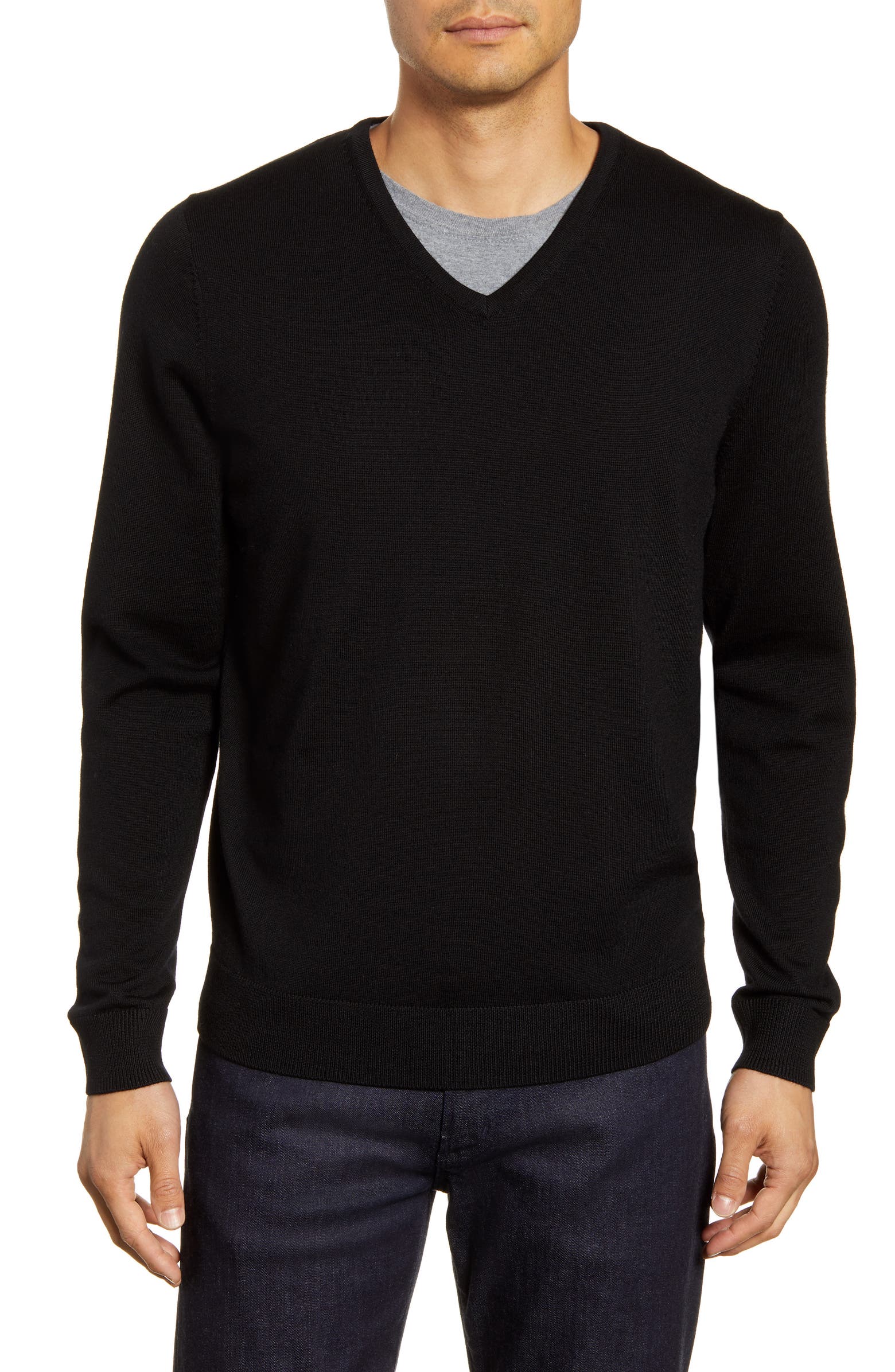 Nordstrom Men's Shop V-Neck Merino Wool Sweater (Regular & Tall ...