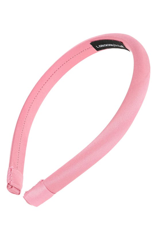 Shop L Erickson Padded Silk Charmeuse Slim Headband In Pink Wax