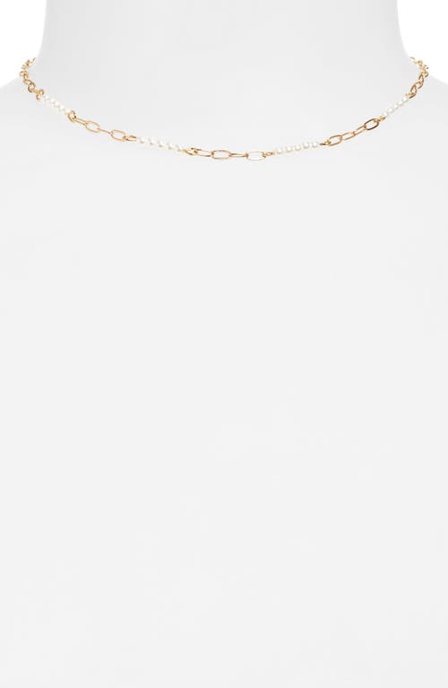 Shop Bp. Imitation Pearl Station Chain Necklace In Ivory- Gold