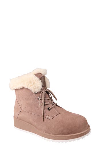 Shop Lamo Demi Faux Shearling Wedge Bootie In Earth