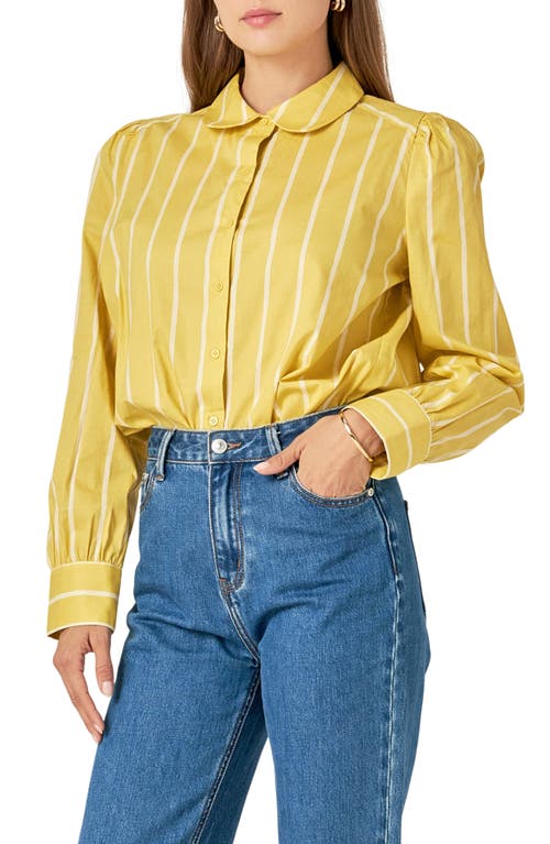 Shop English Factory Stripe Stretch Cotton Button-up Shirt In Mustard