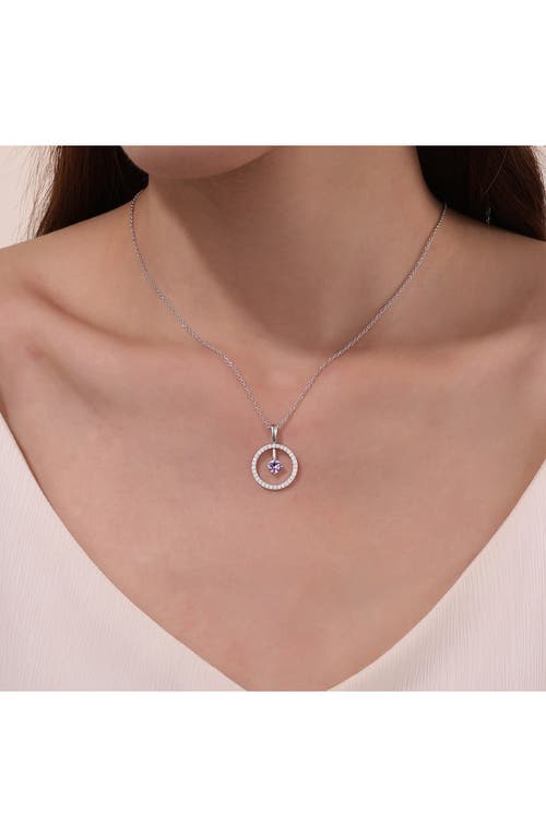 Lafonn Simulated Diamond Lab-created Birthstone Reversible Pendant Necklace In Purple/june