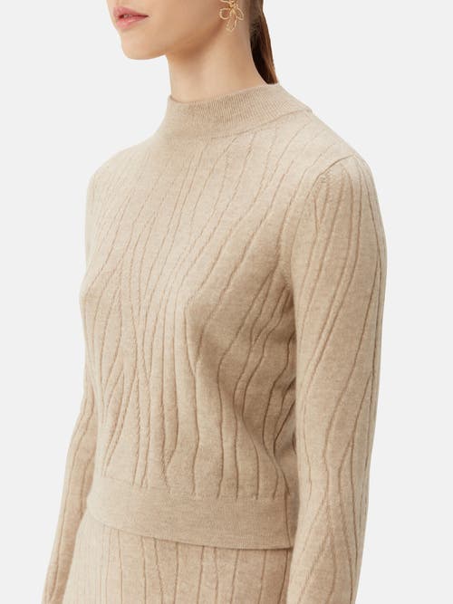 Gobi Mongolian Cashmere Organic Color Cropped High Neck Cashmere Sweater In Warm Grey