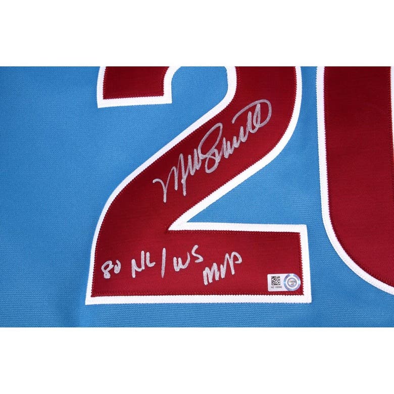 Autographed Philadelphia Phillies Mike Schmidt Fanatics Authentic Mitchell  & Ness Authentic Light Blue 1980 Jersey with