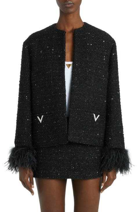 red valentino tweed ruffle cuff jacket | Nordstrom