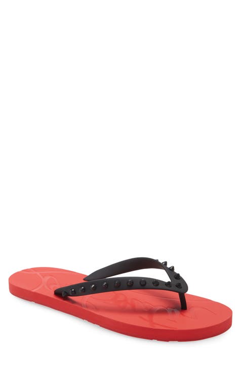 sz 10 / 43 Christian Louboutin Men's Coolraoul Red Logo Flat Slide Sandalst  Shoe