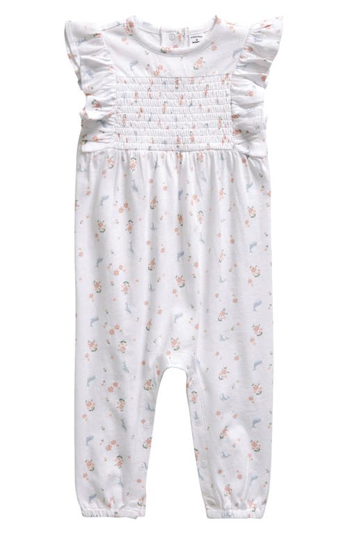 Nordstrom Floral Ruffle Smocked Cotton Romper at Nordstrom,