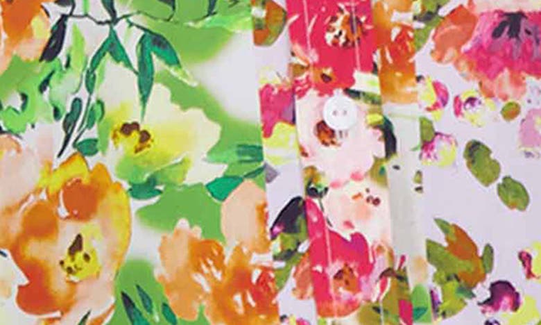 Foxcroft Meghan Floral Non-iron Cotton Button-up Shirt In Yellow Multi