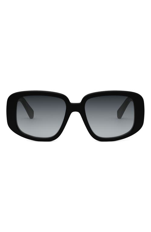 Celine Bold 3 Dots Acetate Shield Sunglasses In Shiny Black/gradient Smoke