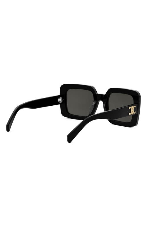 Shop Celine Triomphe 56mm Square Sunglasses In Shiny Black/smoke