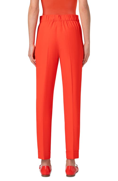 Shop Akris Chris Cuffed Crepe Pants In Poppy