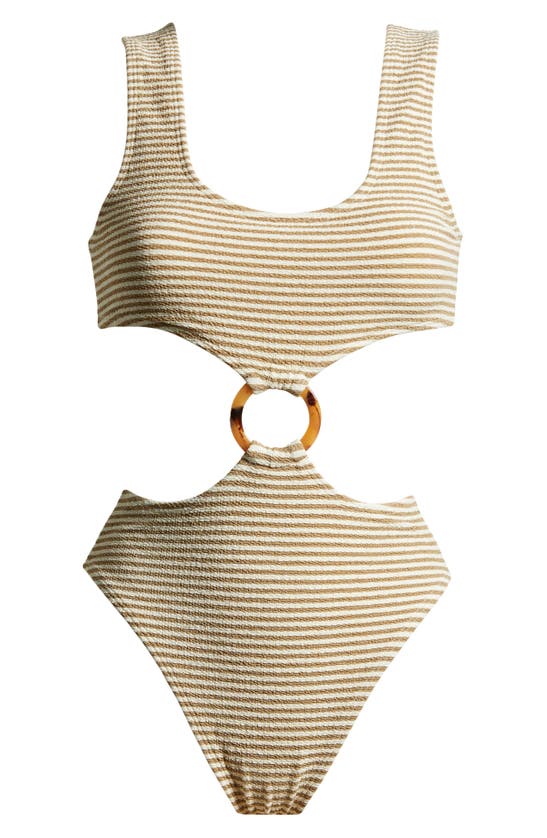 Shop Montce Neutral Stripe Cutout One-piece Swimsuit