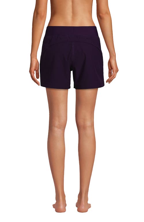 Shop Lands' End 5" Quick Dry Elastic Waist Board Shorts Swim Cover-up Shorts With Panty In Blackberry