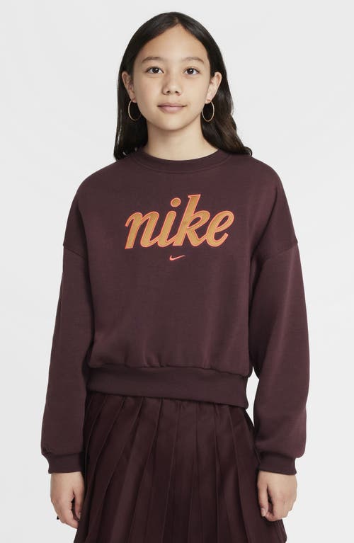 Shop Nike Kids' Sportswear Graphic Sweatshirt In Burgundy Crush/hot Punch