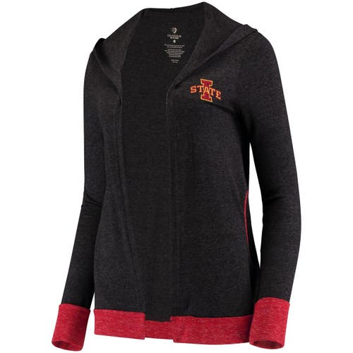 Women's Colosseum Heather Charcoal Iowa State Cyclones Steeplechase Open Hooded Lightweight Cardigan