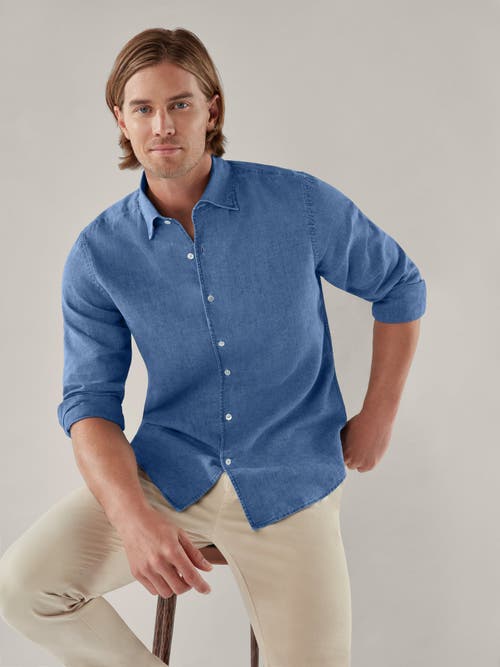 Shop Robert Talbott Morgan Linen-cotton Shirt In Light Denim Bleached Wash