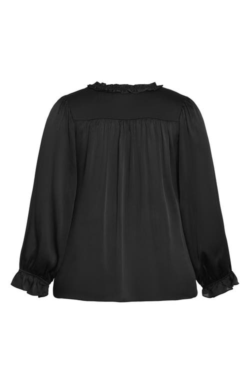 CITY CHIC CITY CHIC MAIA RUFFLE FLUTED SLEEVE SATIN TOP 