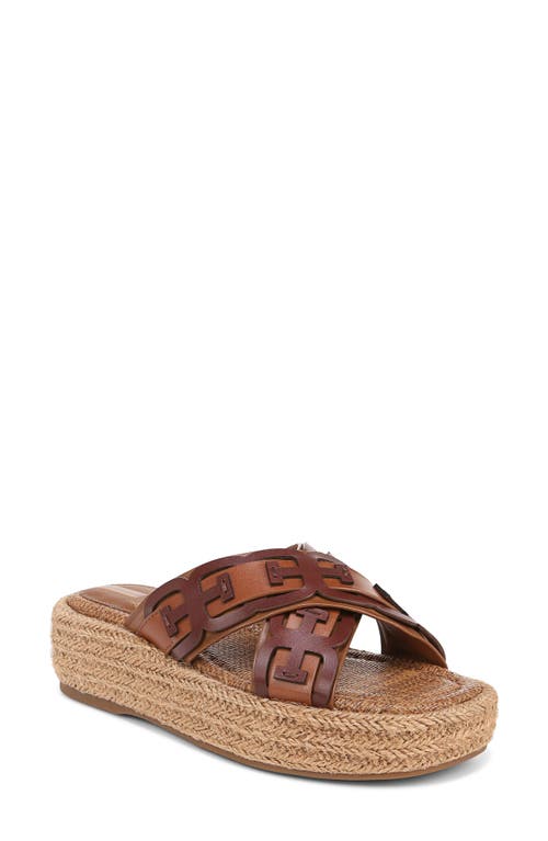 Sam Edelman Pria Espadrille Platform Wedge Slide Sandal In Rich Cognac/maple Bourbon