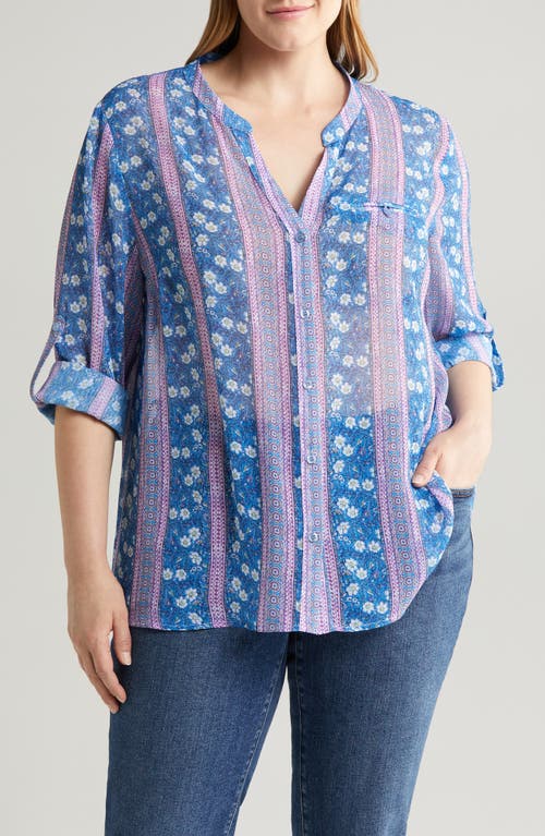 Kut From The Kloth Jasmine Roll Sleeve Top In Blue