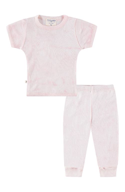 Paigelauren Marble Dye Rib T-shirt & Pants Set In Pink