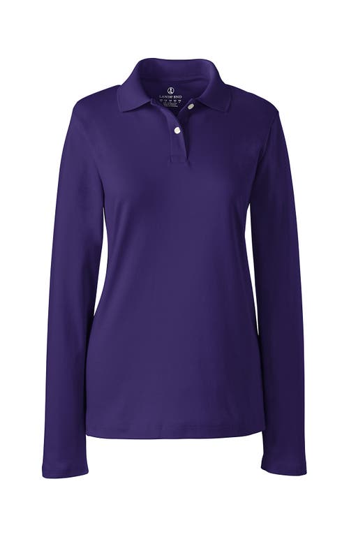 Lands' End School Uniform  Long Sleeve Feminine Fit Interlock Polo Shirt In Deep Purple