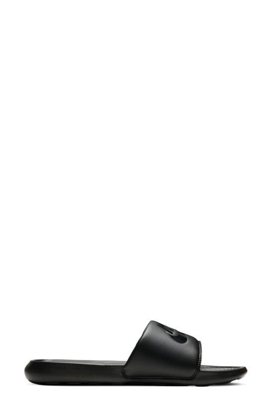 Nike Victori One Sliders In Triple Black In Black/ Black/ Black
