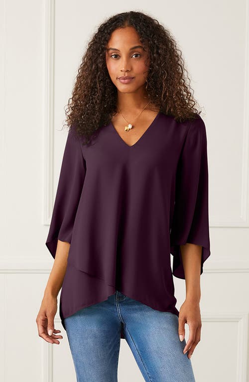 Shop Karen Kane Asymmetrical Crepe Top In Eggplant