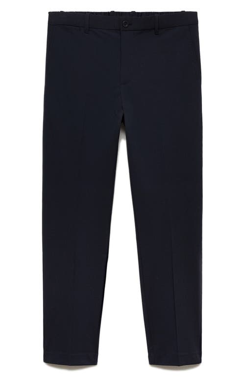 Mango Slim Fit Stretch Pants In Dark Navy