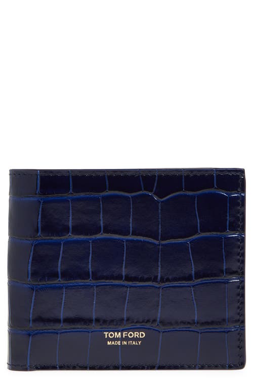 TOM FORD TOM FORD T-LINE CROC EMBOSSED LEATHER BIFOLD WALLET 