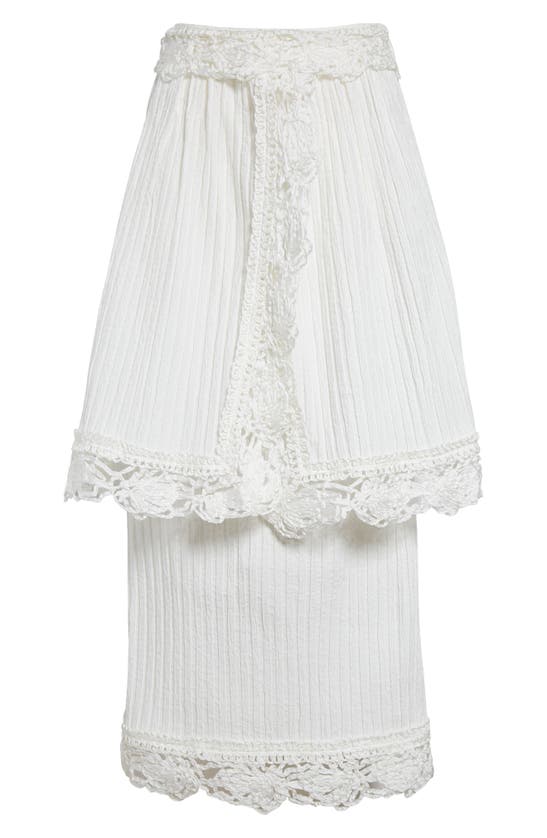 Shop Eenk Lace Trim Layered Skirt In White Cotton Nylon Blend