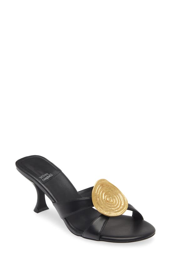 Shop Jeffrey Campbell Alcmene Slide Sandal In Black Gold