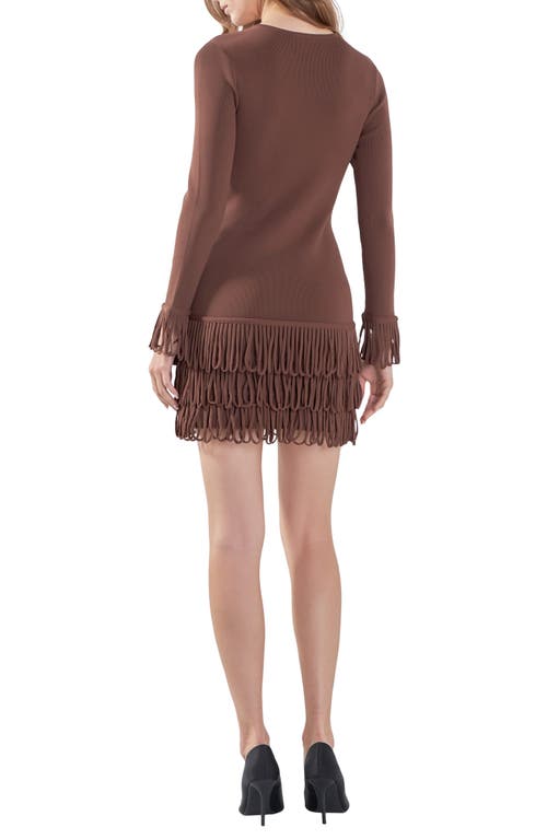 ENDLESS ROSE ENDLESS ROSE LOOP FRINGE LONG SLEEVE MINIDRESS 