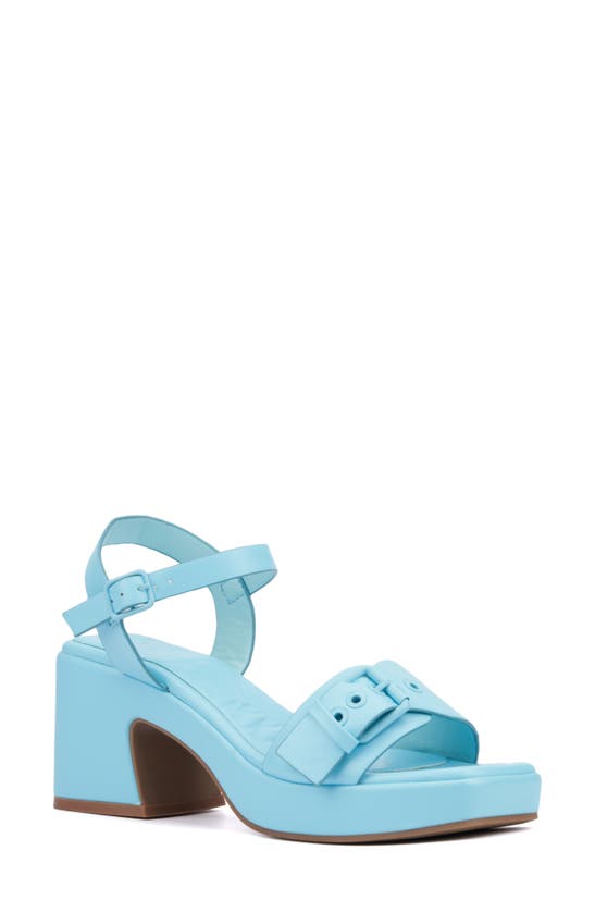 Shop Olivia Miller Slay Block Heel Sandal In Light Blue
