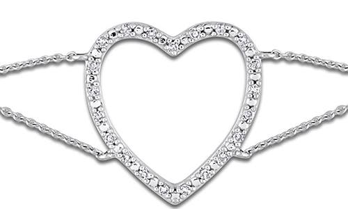 Delmar Diamond Open Heart Bracelet In White Gold