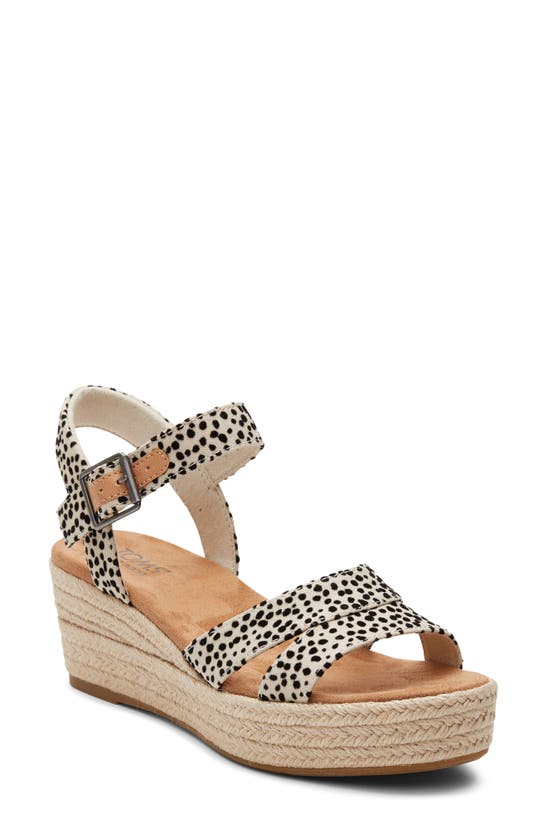 Shop Toms Audrey Ankle Strap Espadrille Platform Wedge Sandal In Fog Flocked Mini Cheetah