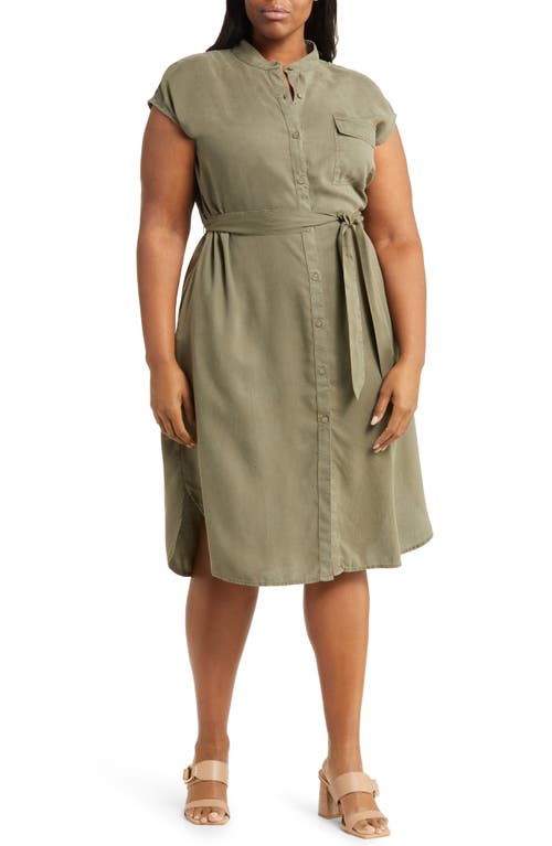 caslon(r) Cap Sleeve Utility Dress in Olive Sarma