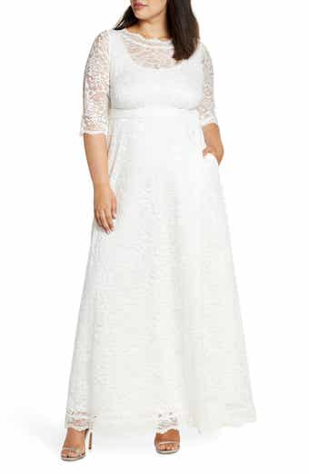 Kiyonna Plus Size Clarissa Lace Flutter Sleeve Long Wedding Dress