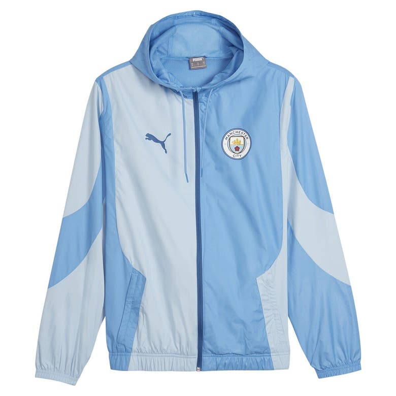Shop Puma Blue Manchester City 2023/24 Pre-match Full-zip Hoodie Jacket