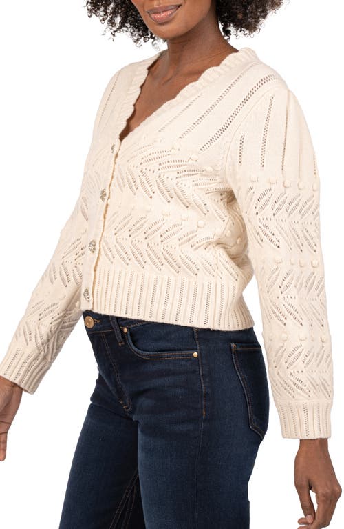 Shop Kut From The Kloth Mimi Scallop V-neck Cardigan In Cream