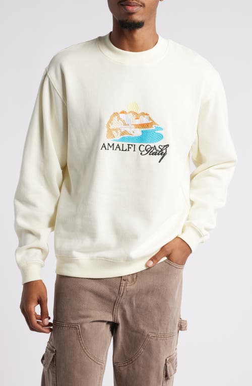 PacSun Amalfi Coast Embroidered Crewneck Sweatshirt in Cream 