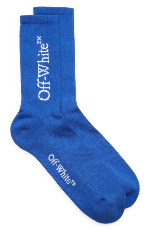 Off-White Bookish Logo Mid Calf Socks in Blue White at Nordstrom, Size Large