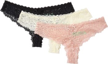 Womens Red 3pk Assorted Lace Thongs