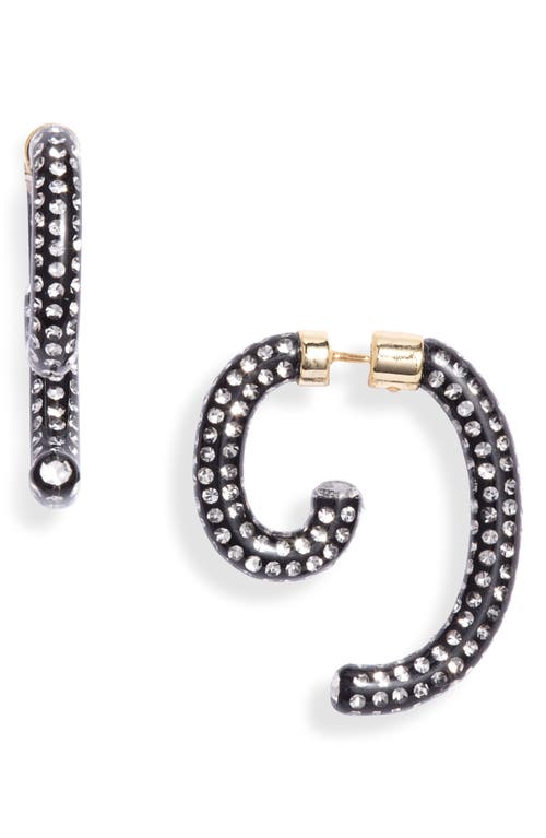 DEMARSON Noir Pavé Luna Convertible Earrings in 12K Shiny Gold/Black/Pave at Nordstrom