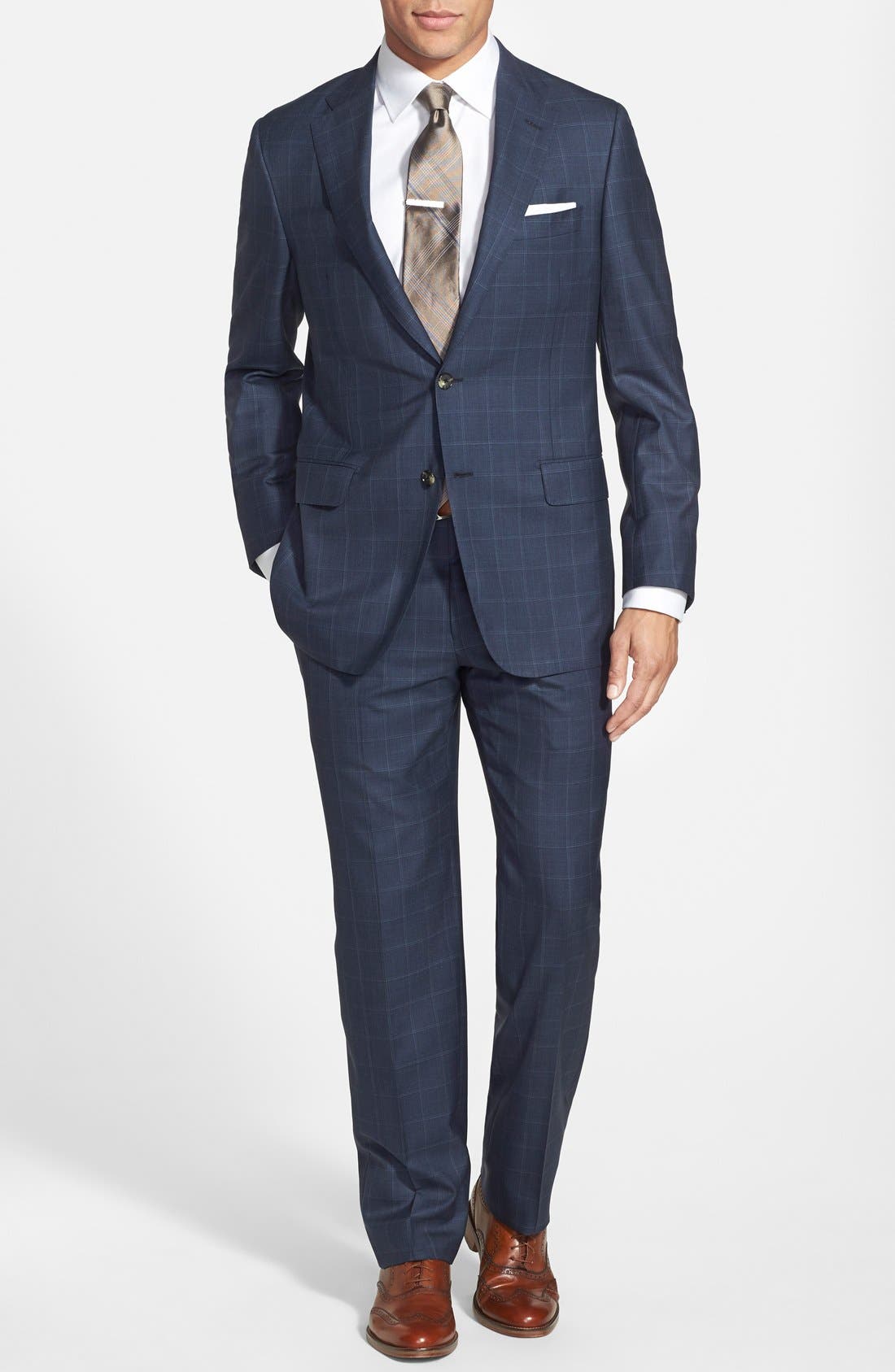 Hickey Freeman Classic Fit Windowpane Wool & Silk Suit | Nordstrom