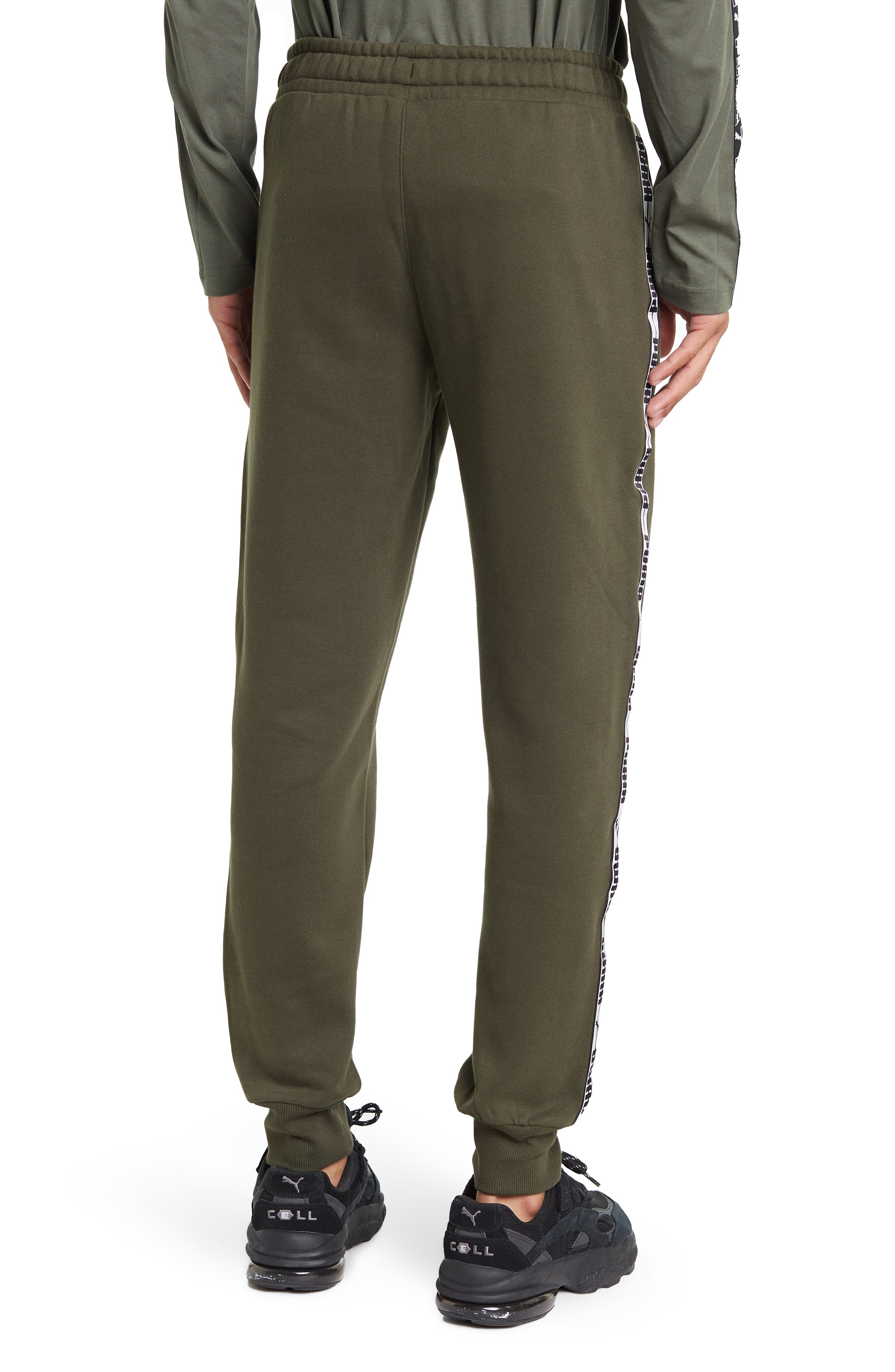 puma joggers white stripe