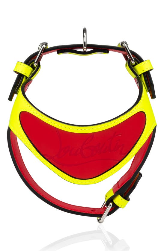 Christian Louboutin Small Loubiharness Pet Harness In Yellow/ Loubi