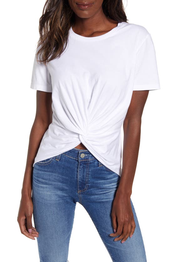 Ag Neil Twist Front Stretch Cotton Tee In White