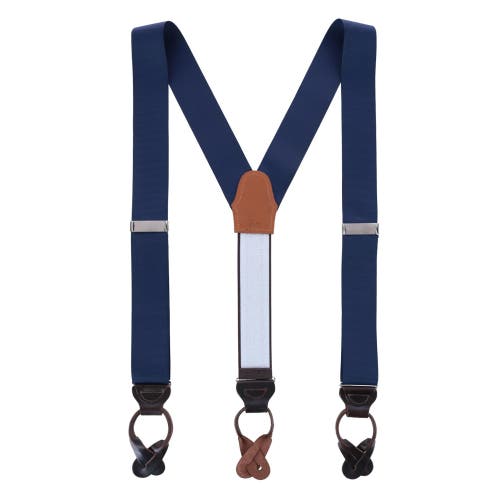 Trafalgar Big & Tall Phoenix 38mm Grosgrain Non Stretch Ribbon Button End Suspenders In Navy