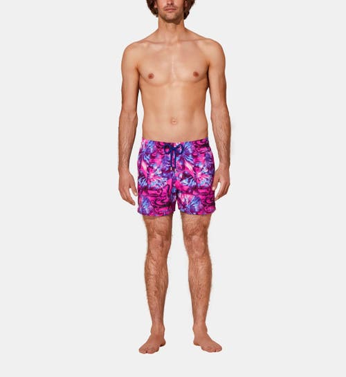 Shop Vilebrequin Flocked Vatel Ultra-light And Packable Swim Trunks In Pourpre