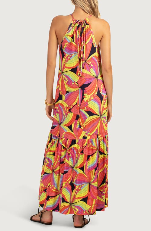 Shop Trina Turk La Concha Print Sleeveless Maxi Dress In Coral Floral Print Multi